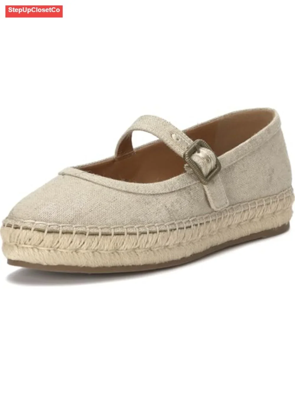 Espadrille Sandal with Cushioned Footbed - Mary Jane Style Leather Upper